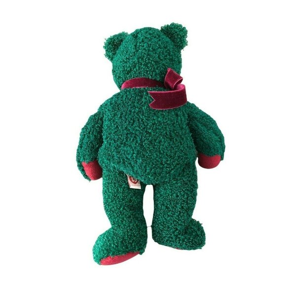 TY Beanie Buddies 2001 Holiday Teddy Bear Green w Shimmer & Maroon Tag Retired - Picture 3 of 9